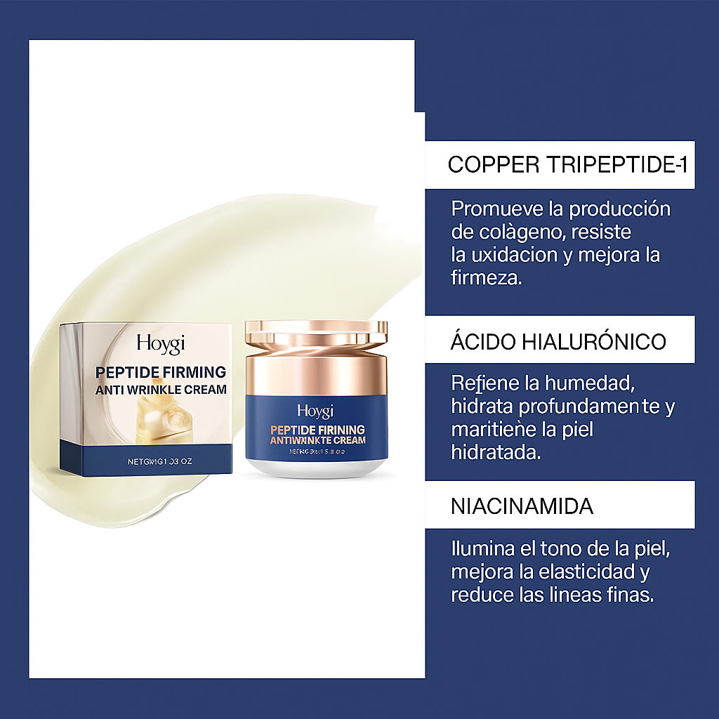 Hoygi Crema Reafirmante Antiarrugas con Péptidos – 50g