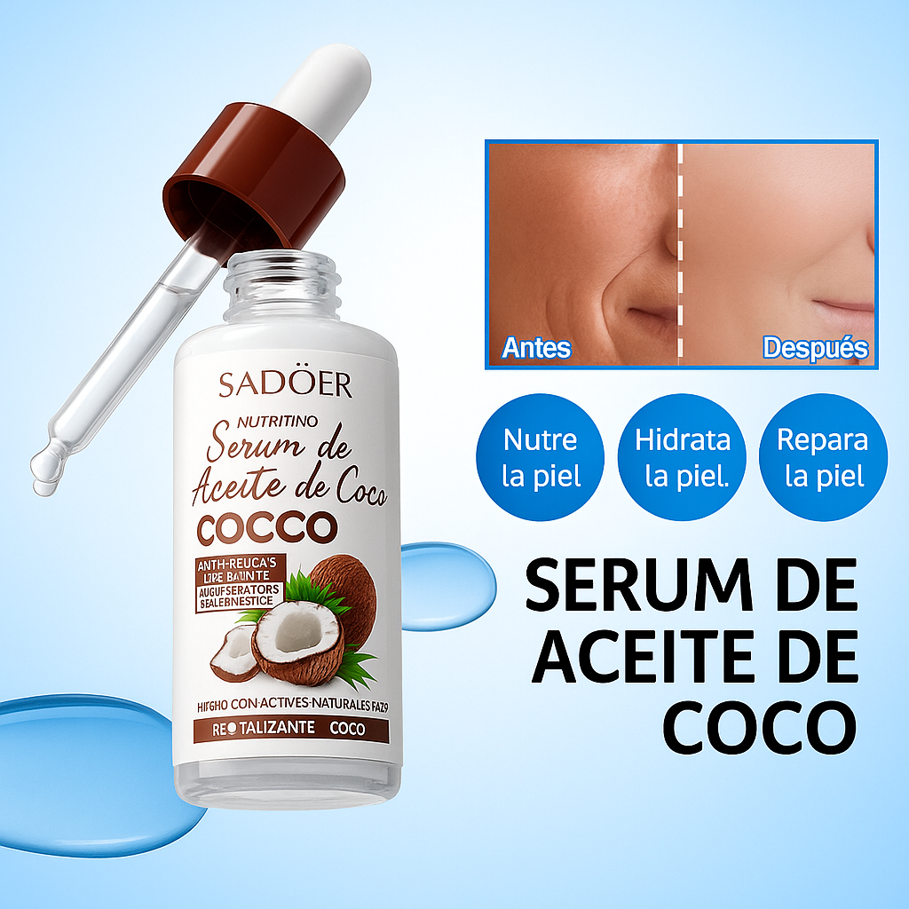 Sérum Facial con Aceite de Coco 100% Natural 40ml – Nutrición Profunda y Brillo Saludable para una Piel Radiante